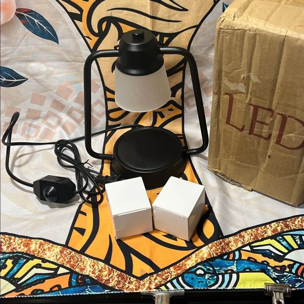 Modern LED Lamp – Black Metal, Frosted Shade, Dimmer Switch – NEW in Box +